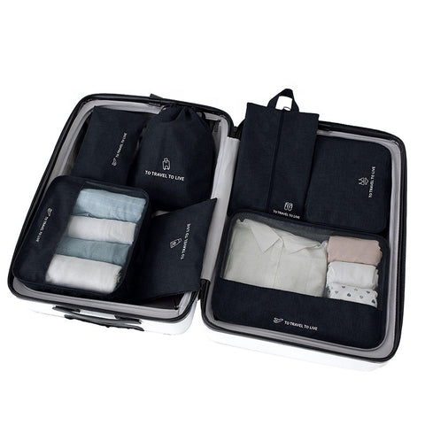 Willow 7 Pcs Travel Luggage Packing Organizers Set,Compression Travel Luggage Organizer (Grey, oxford fabric)