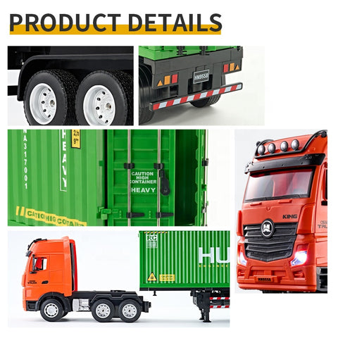 Huina 1317 9-Channel Remote Control Container Car RC Construction Truck Model Trailer Truck Toys for Kids