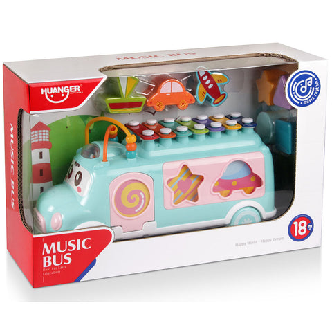 Huanger - Baby Toys Musical Bus Toy for 24+ Months - Blue