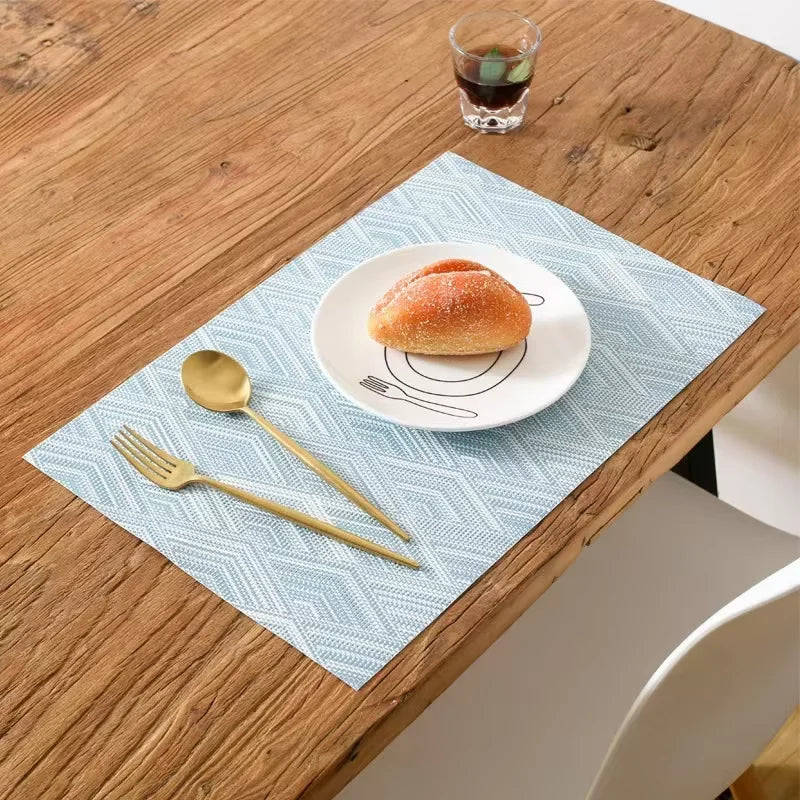 Kitchen Dinning Mats Set PVC Placemats Non-slip Table Mats Retro Luxury Court Style Heat-resistant (10Pc Set)