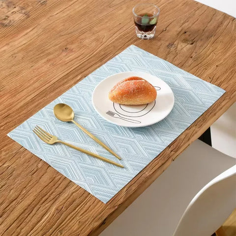 Kitchen Dinning Mats Set PVC Placemats Non-slip Table Mats Retro Luxury Court Style Heat-resistant (10Pc Set)