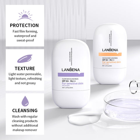 LANBENA Clear Refreshing Sunscreen Waterproof Lightweight Niacinyl Whitening High Sunfast Moisturizing SPF50+ PA++ Sun Care 30ML