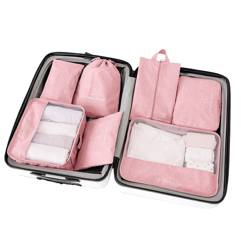 Willow 7 Pcs Travel Luggage Packing Organizers Set,Compression Travel Luggage Organizer (Grey, oxford fabric)