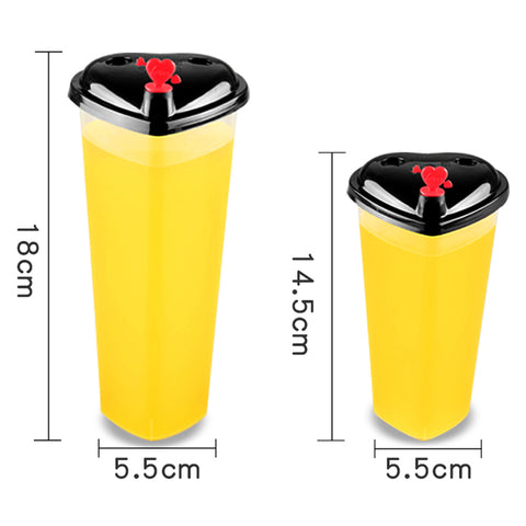 500 Pcs Transparent PP Disposable Plastic Juice Bubble Tea Boba Cup with Lids Heart Shape 500CC