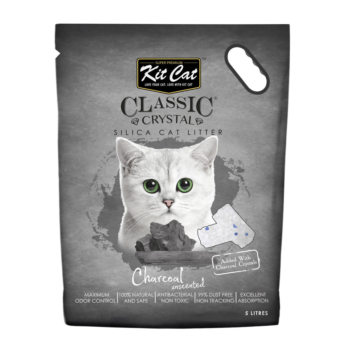 Kit Cat Classic Crystal Cat Litter Charcoal Unscented (5 Litres)