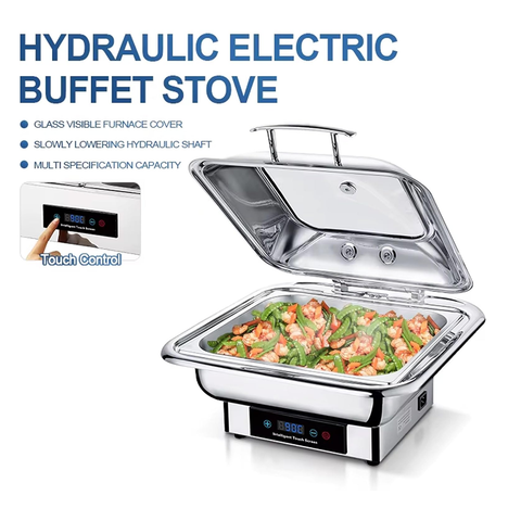 Olmecs Electric Chafing Dish Buffet Warmer 6L / 9L Stainless Steel Food Warmer with Adjustable Temperature 35–95°C, 800W (SQUARE - 6L)