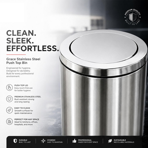 Olmecs 60L Flip-Top Waste Bin With Swing Lid and PVC Inner Bucket, Garbage Bin, Trashcan, Waste Container, Steel Dustbin