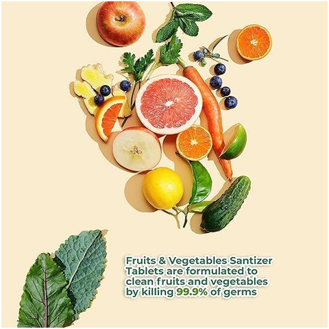 Fruit, Salad & Vegetable Sanitizing  Tablets, 200Pc Pack  Fast Dissolving Effervescent Formula
