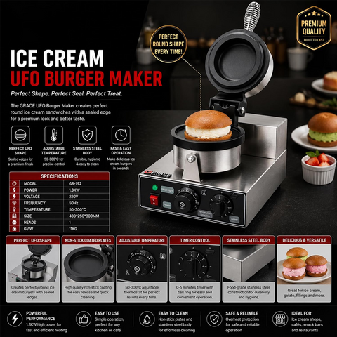 Olmecs  Ice Cream Hamburger Waffle Machine Burger Maker Panini Press Sandwich Maker