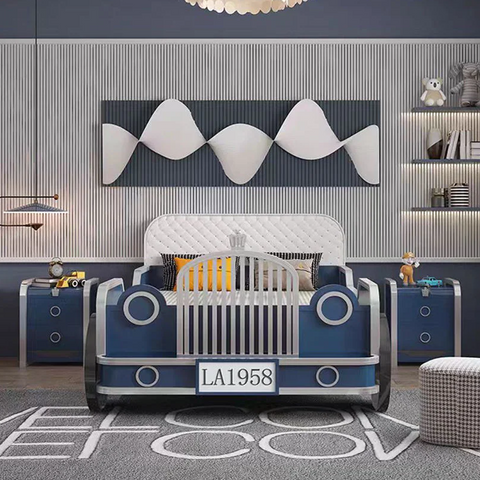 Luxury Car Bed for Boys Jeep Shape with Solid Wood Frame