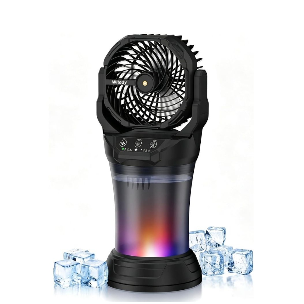 Olmecs Portable Misting Fan A65 with Remote Control, 2L Water Tank & 30,000mAh Battery