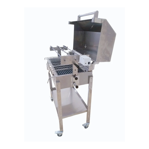 Olmecs Outdoor Charcoal BBQ Stove with Auto Rotating Grill Fork and Cover