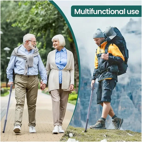 Portable Folding Walking Stick with Lightweight Chair Seat Trekking Poles For Camping,Hiking