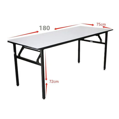 Olmecs White Portable MDF Wood Folding Table 180 * 75cm for 4-6 person