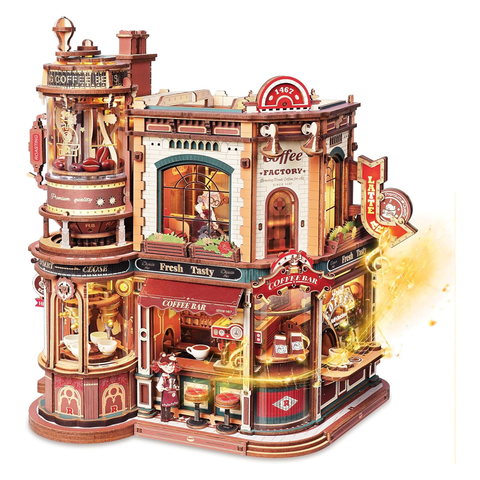 ROKR Dream Coffee Factory EAB02 3D Wooden Puzzle for Adults (593 Pcs)