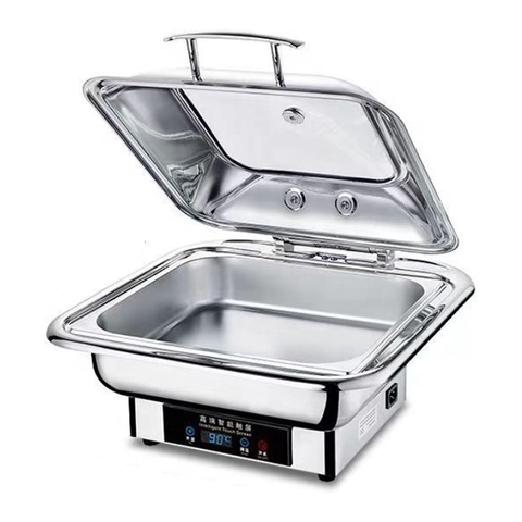 Olmecs Electric Chafing Dish Buffet Warmer 6L / 9L Stainless Steel Food Warmer with Adjustable Temperature 35–95°C, 800W (SQUARE - 6L)