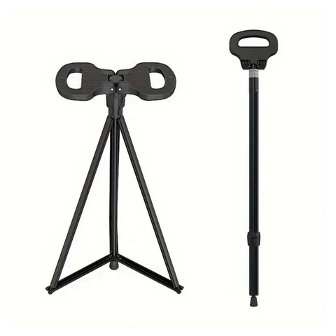 Portable Folding Walking Stick with Lightweight Chair Seat Trekking Poles For Camping,Hiking