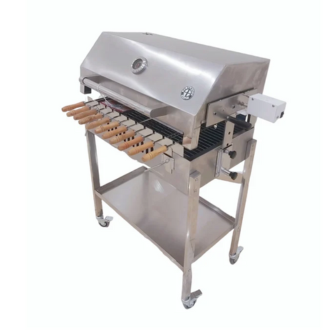 Olmecs Outdoor Charcoal BBQ Stove with Auto Rotating Grill Fork and Cover