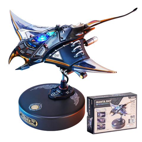 ROKR 3D Metal Puzzles for Adults Manta Ray Mechanical 3D Metal Model Kits for Adults to Build Unique Electric Mechanical Toy