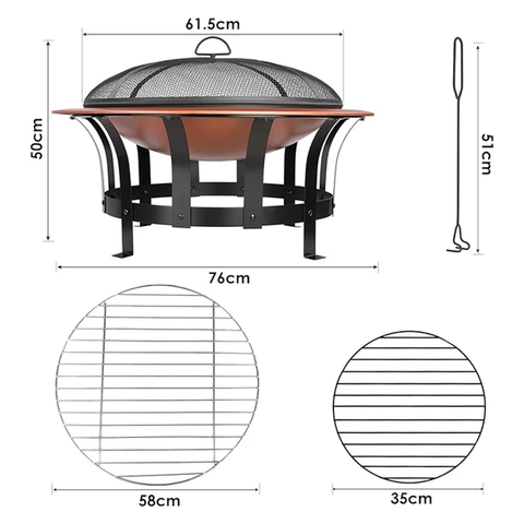 Olmecs Garden Fire Pit Table Round Fire Bowl BBQ Heating Stove