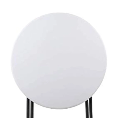 LANNY Cocktail Home Granite Round Plastic Bar Height Folding Table, Ø 60cm*H 110cm (White)