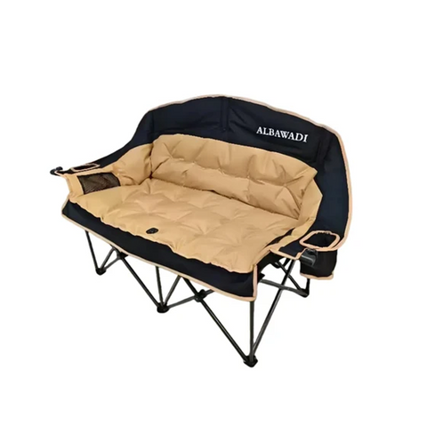 Willow Portable Folding Double Camping Chair with Cup Holder Carry Bag