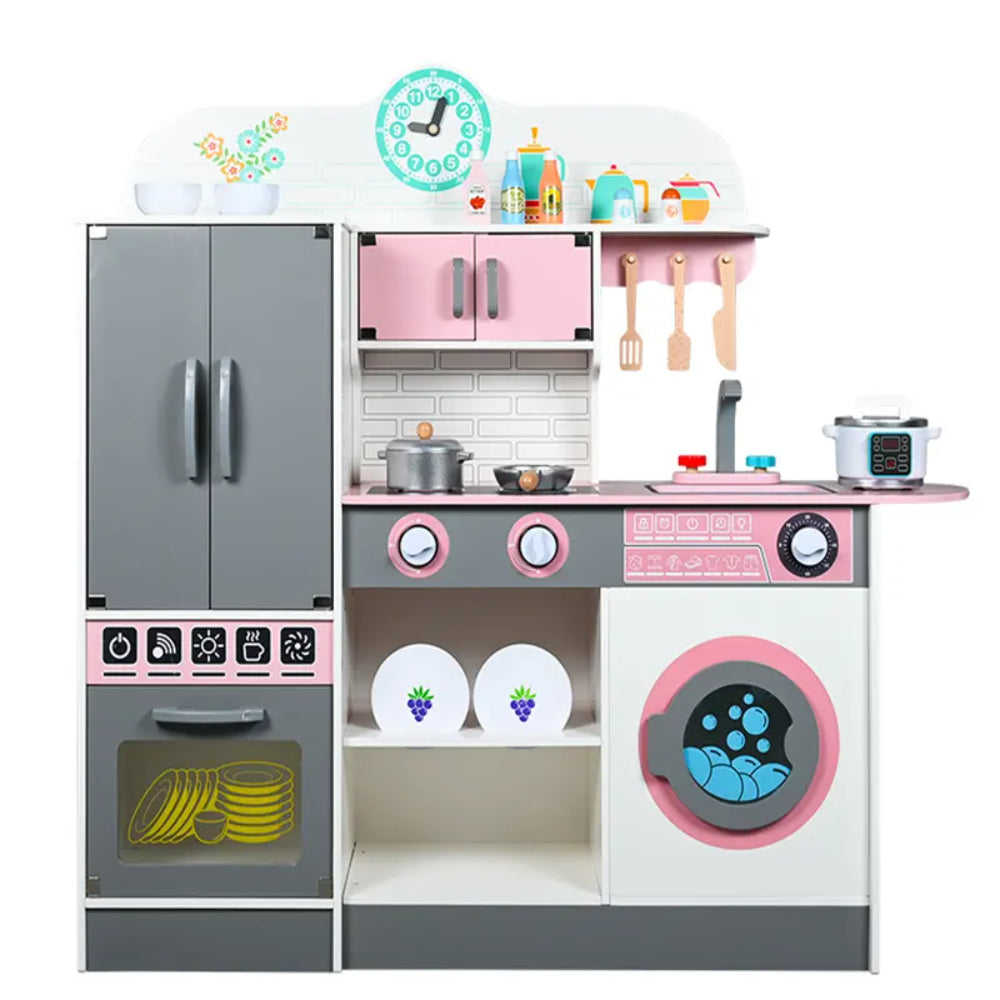 Little Angel Wooden Kitchen Set Toy WIth Oven and Cook Food Toys Set with Washing Machine