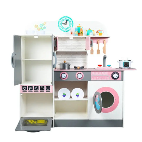 Little Angel Wooden Kitchen Set Toy WIth Oven and Cook Food Toys Set with Washing Machine