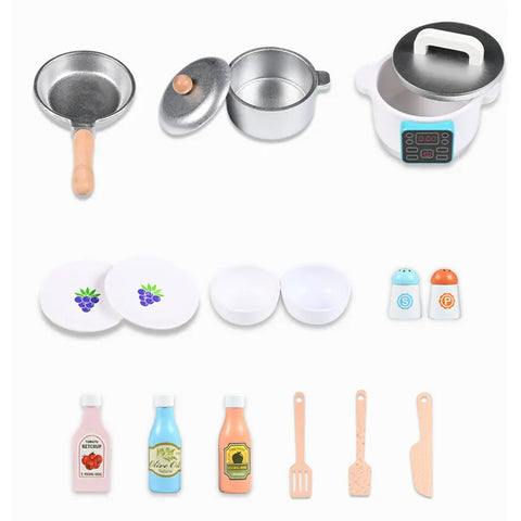 Little Angel Wooden Kitchen Set Toy WIth Oven and Cook Food Toys Set with Washing Machine