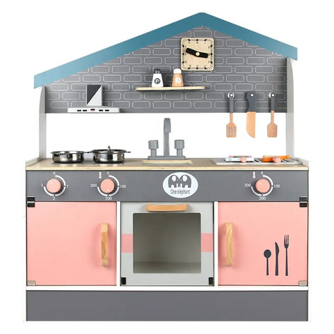 Little Angel Children's Japanese-Style Simulation Kitchen Set Wooden Play House Gas Cooker Parent-Child Interactive Game