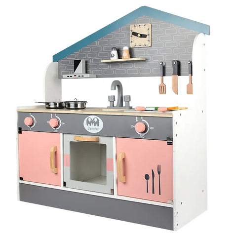 Little Angel Children's Japanese-Style Simulation Kitchen Set Wooden Play House Gas Cooker Parent-Child Interactive Game