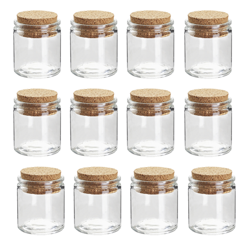 Glass Bottle Round with Cork Lid 35ml 3.5x5cm - 12pcs