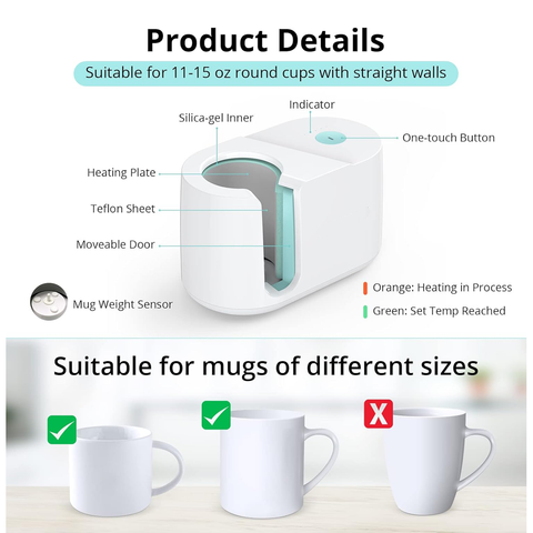 Mug Press Machine, Automatic Heat Cup Press for Sublimation 11-16 oz