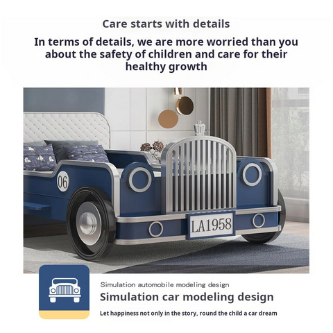 Luxury Car Bed for Boys Jeep Shape with Solid Wood Frame