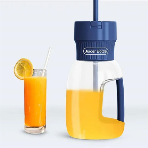 Portable Electric Juicer 1L Large Capacity Fruit Juice Cup Smooth blue USB