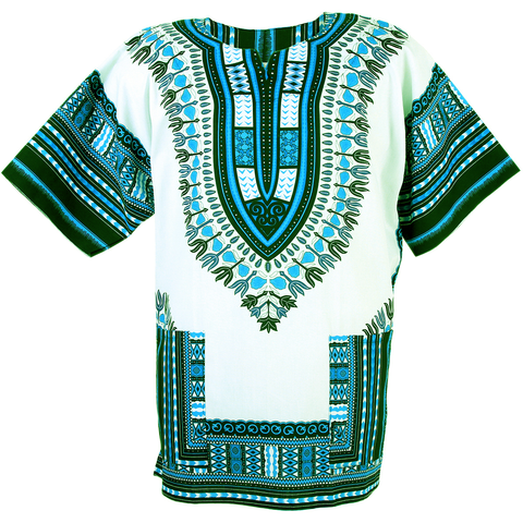 Tribe Premium Traditional Colourful African Dashiki Thailand Style  Free size ( L ) - Grey/White