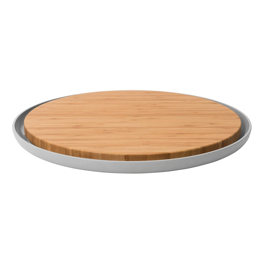 BergHOFF Leo Round Bamboo Wood Chopping Board With Collecting Plate, 36.5cm