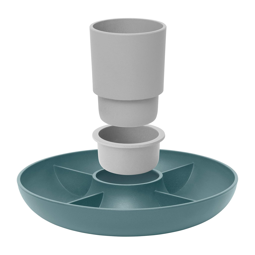 BergHOFF Leo Bamboo Eco Fibre Apéro Dipping Set with Sauce Cup, Grey, 24.5 x 24.5 x 12 cm