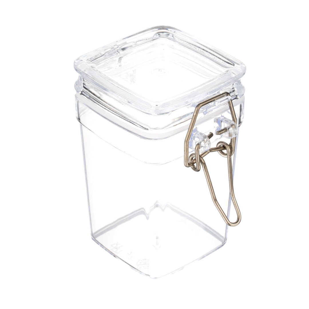 3 oz Square Clear Plastic Nostalgic Mason Jar / with Clamp Lid 6Pc Pack - Willow