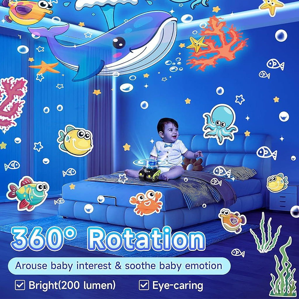 Robot Night Light Projector For Room Decor with 12 Films and 15 Sounds, USB Rechargeable, Portable Star Projector