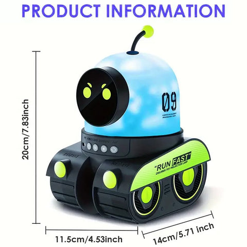 Robot Night Light Projector For Room Decor with 12 Films and 15 Sounds, USB Rechargeable, Portable Star Projector