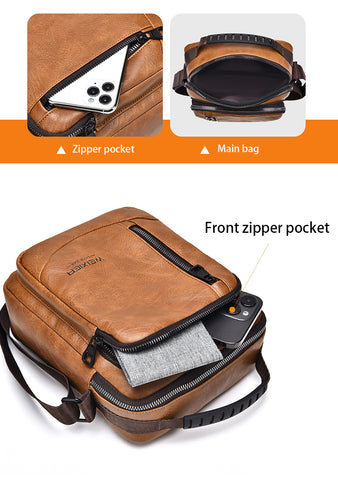 Male Shoulder Briefcase for Man PU Leather Tote Handbag