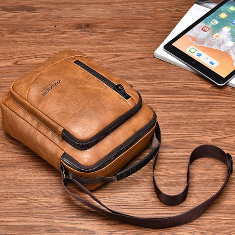 Male Shoulder Briefcase for Man PU Leather Tote Handbag