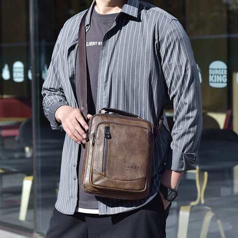 Male Shoulder Briefcase for Man PU Leather Tote Handbag