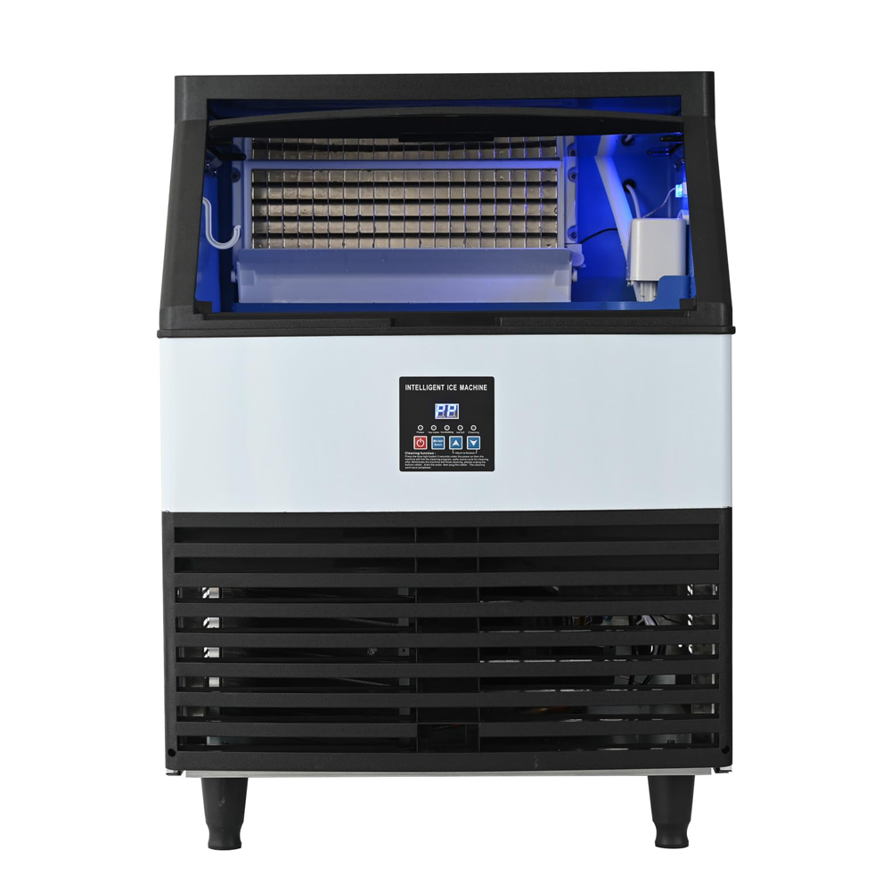 Commercial Ice Maker Machine, 80KGS/24H Stainless Steel under Counter Ice Machine with 45KGS Ice Storage Capacity, for/Restaurant/Bar/Coffee Shop