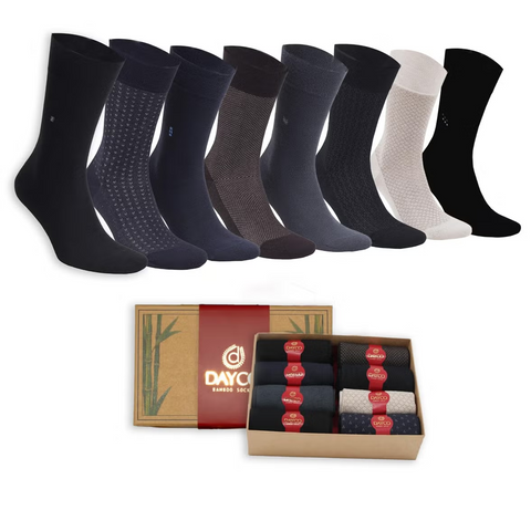 GIFT Packed 8 summer Socks For Men, dark colors formal Bamboo Material Ultra Smooth and Soft, Anti Bacterial, Cooling