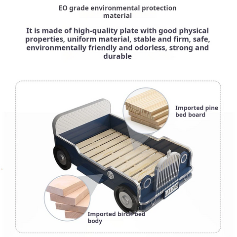 Luxury Car Bed for Boys Jeep Shape with Solid Wood Frame