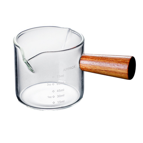 Espresso Cups with Handle set of 2, Double Spout Glass Measuring Cup with Dual Scale