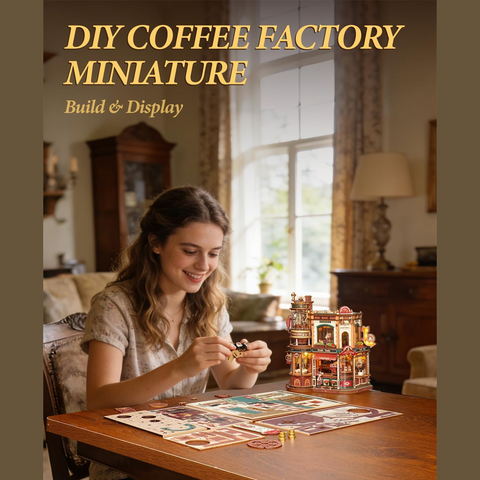 ROKR Dream Coffee Factory EAB02 3D Wooden Puzzle for Adults (593 Pcs)