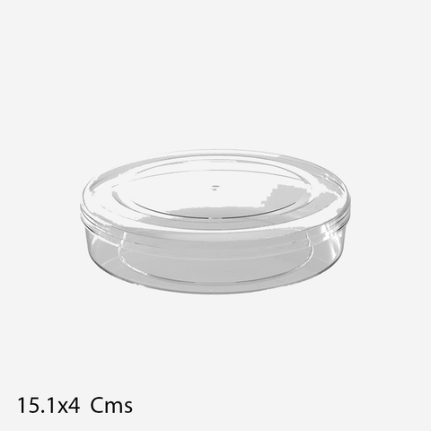 Transparent Crystal Food Grade Round Boxes for Packing Cookies / Sweets (64 Pcs / Carton) 15x4 Cms